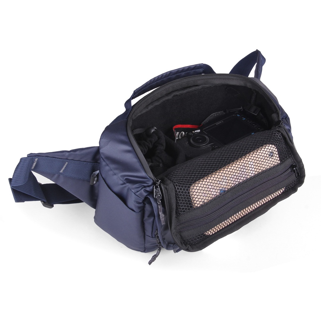 ZOOM 2 PRO NAVY ORIGINAL x ATVA Tas Kamera Selempang Biru Dongker Pria Wanita Unisex Slingbag Lensa DSLR Mirrorless Sling Bag Camera Multifungsi Casual Camera Shoulder Bag Premium Waterproof Shoulderbag Tas Kamera Slempang Bahu Anti Air Keren Branded