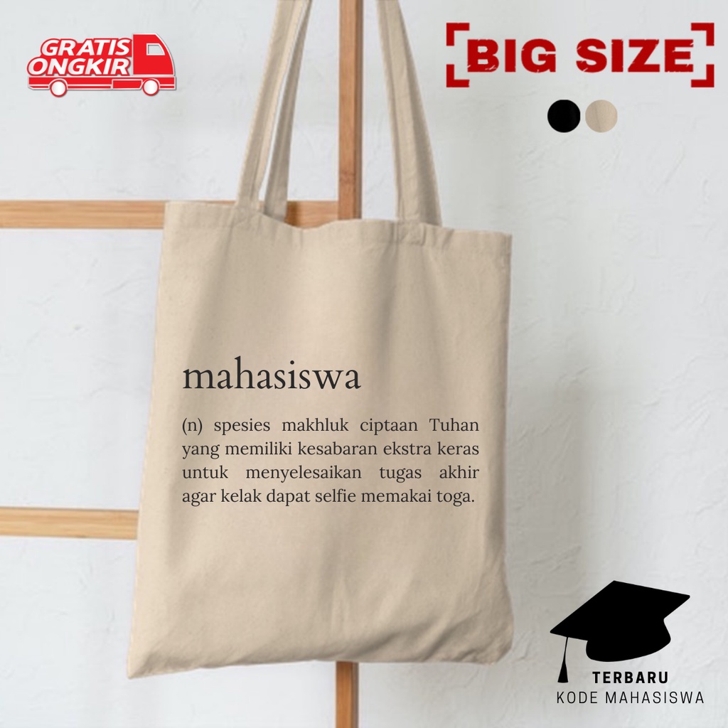 PROMO SALE 10.10 - [RESLETING] TOTE BAG MAHASISWA BERBAHAN SEMI KANVAS DAN POLOS | TOTEBAG PEJUANG SKRIPSI | TOTEBAG LAPTOP UKURAN 33x38 CM | TOTEBAG HITAM | TOTEBAG KREM | TOTEBAG MOKA | TOTEBAG KUNING, BIRU TOSCA, PINK BABY