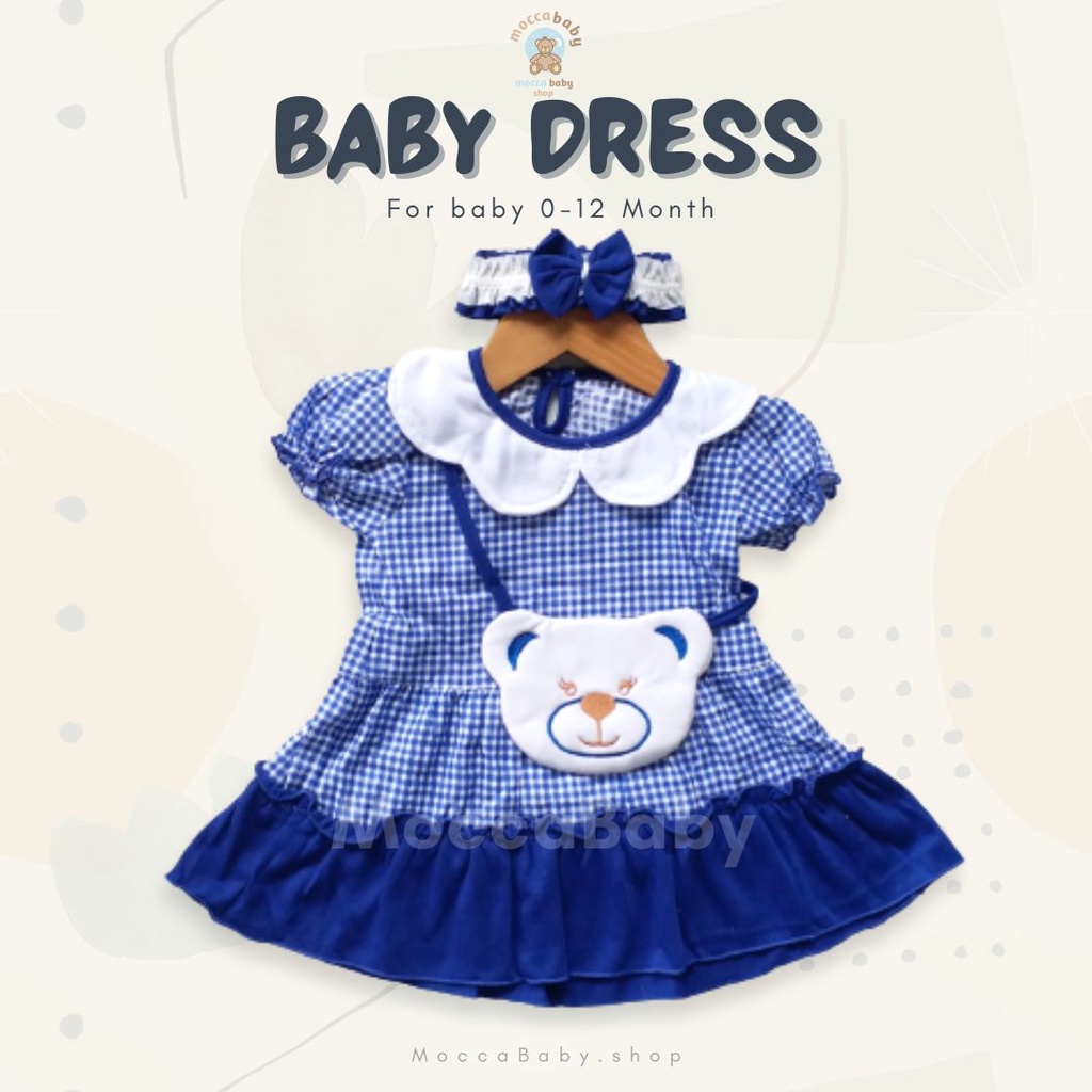 MBSS - QIU2 OH MY BEAR Dress Bayi Motif Animal Lucu (0-9 bulan) Baju Bayi Perempuan