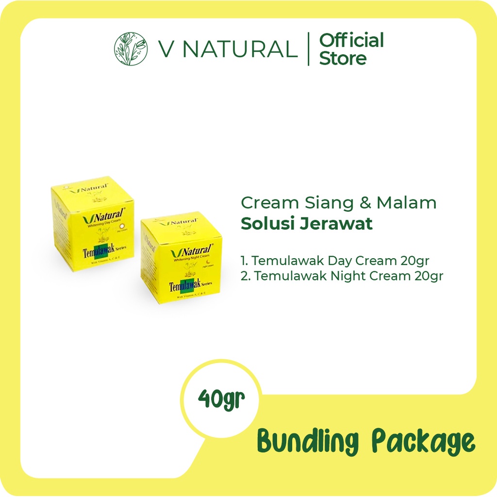 [BPOM HALAL] VNATURAL / V NATURAL PAKET KRIM SIANG MALAM TEMULAWAK DAY NIGHT CREAM (OFFICIAL-100% OR