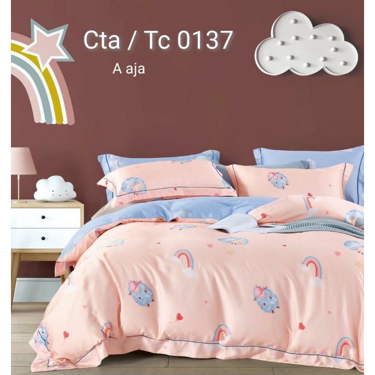 Sprei Tencel Anak Motif Animal Karakter Semua Ukuran Single Queen King Size