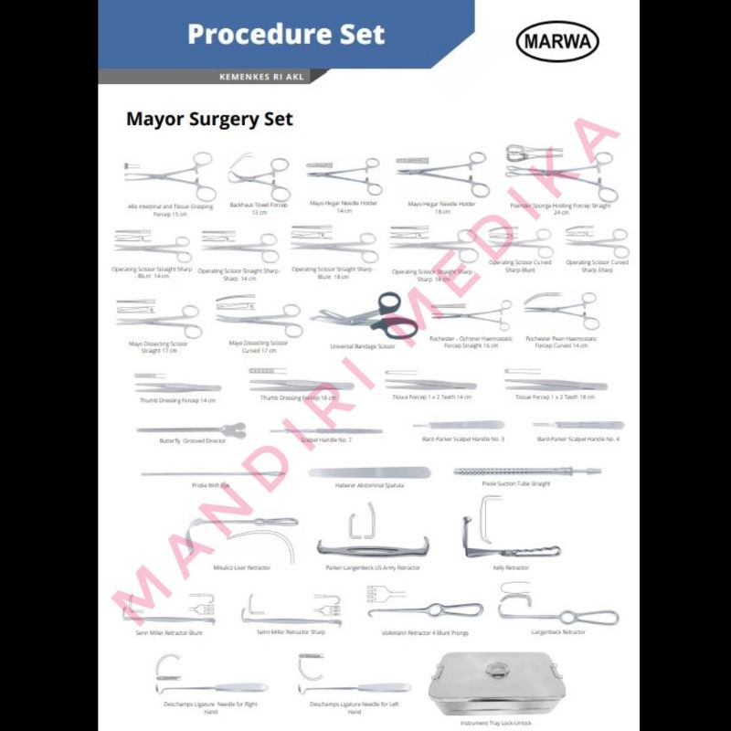 Mayor Surgery Set + Box Instrument Stainless Original Marwa