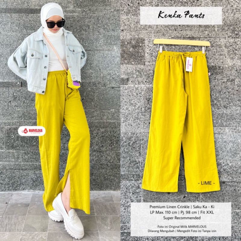 KENKA PANTS BY MARVELOUS / CELANA KULOT WANITA / Celana panjang muslimah linen crincle premium