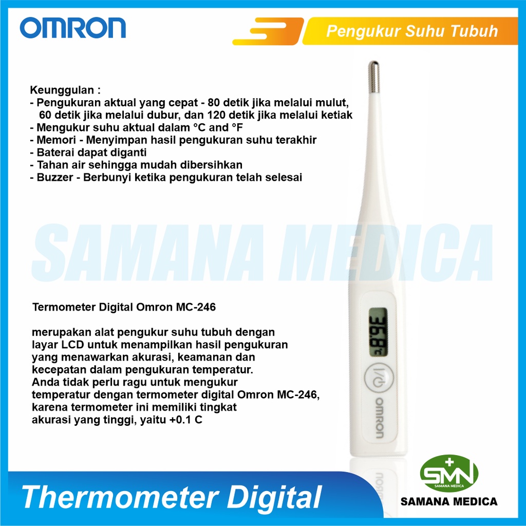Thermometer digital OMRON MC-246 Original Free Baterai  - Pengukur suhu - Thermometer Pensil