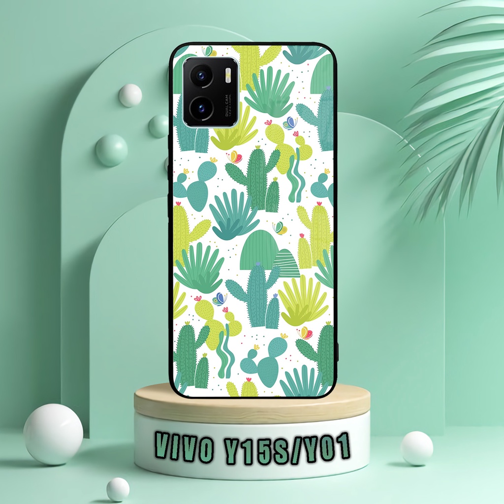 (SV71) Case Kilau Vivo Y15S/Y01 | Y15S | Y01 | Casing Hp Vivo | Pelindung Smartphone | Motif Kaktus