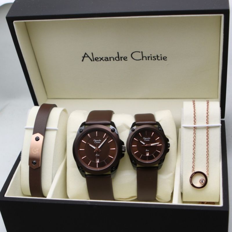 JAM TANGAN COUPLE ALEXANDER CHRISTIE AC 8667 KULIT AC 8667 ORIGINAL