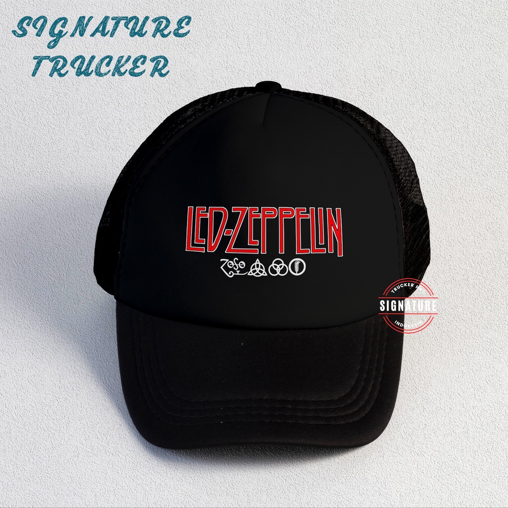 Led Zeppelin | Trucker Hat Best Seller | Topi Pria | Topi | Trucker | Topi Band | Baseball | Band | Topi Jaring | Topi Sablon | Head Studio