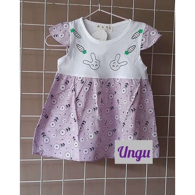 Dress bayi perempuan bahan katun import untuk usia (1-10 bulan)