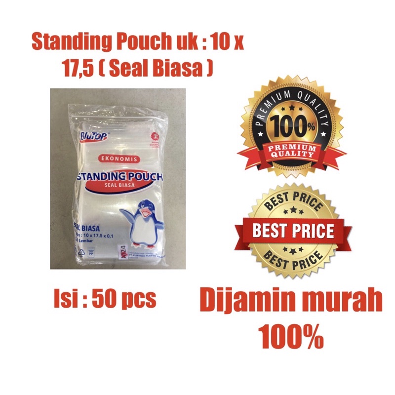 Standing Pouch Ukuran 10x17,5 BlueTop (seal biasa)
