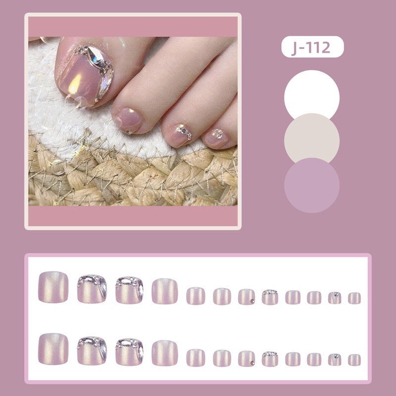 Kuku Palsu kaki【 J6，sudah ada lem】Nikah Wedding False Nailart Pengantin kaki