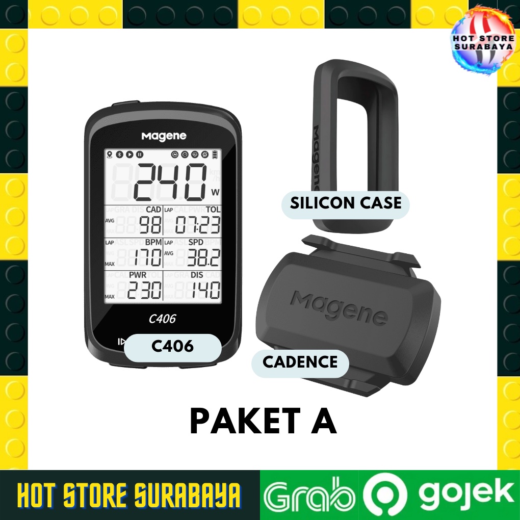 Paket Magene C406 Speedometer Sepeda + Magene Cadence + Silicon Case SUPER PREMIUM