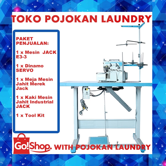 Mesin Neci Servo JACK E3 / Mesin Obras Neci 3 Benang Dinamo Servo / Mesin Obras 3 Benang Jack E3