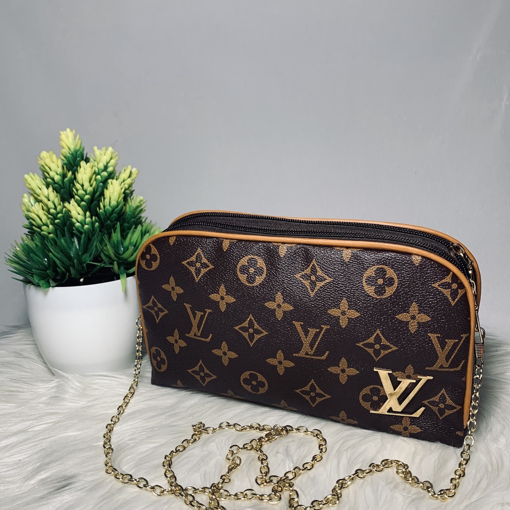 COD TAS DOMPET CLUTCH SELEMPANG WANITA MINI LV KERANG 2 RUANG