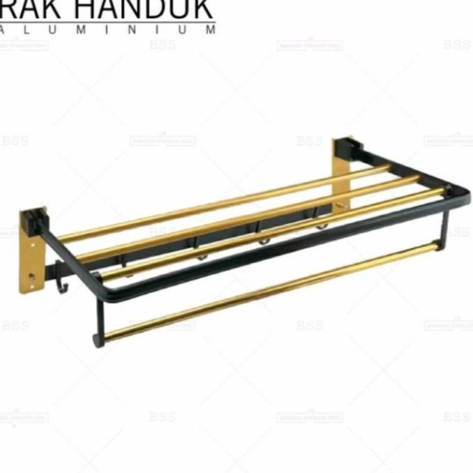 Rak handuk lipat,rak handuk kamar mandi,rak handuk almunium,black gold ---READY---