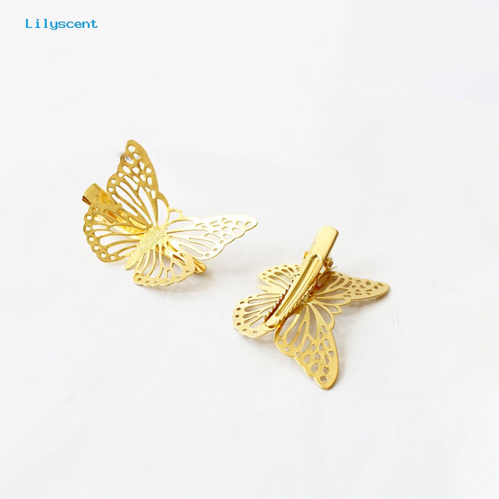 Jepit Rambut Model Butterfly Hollow Bahan Metal Gaya Vintage Untuk Wanita