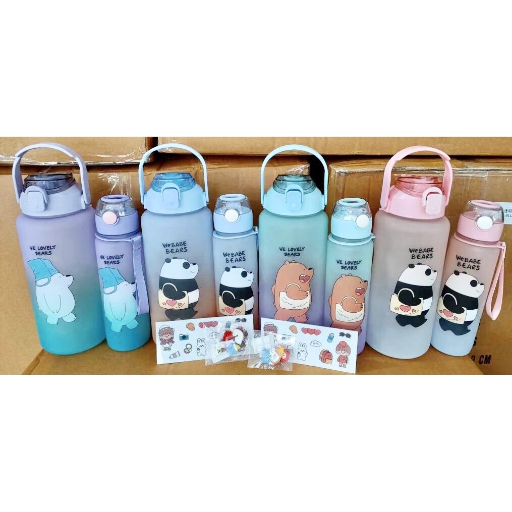 Botol minum pelangi viral motif Panda Bear 2 in 1 - 2L dan 800mL