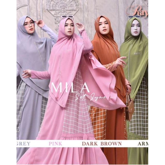 MILA SET SYARI BY RAYNA 100%ORI/SYARI SULTAN PREMIUM MEWAH/RAYNA BUSANA MUSLIM/SYARI PINK/BAJU LEBAR
