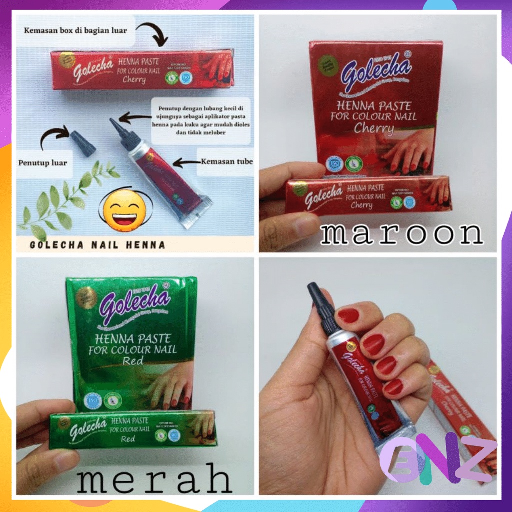 ENZ ® Pacar Kuku Halal Henna Golecha / Pacar Kuku Arab BPOM / Henna Golecha Original / Tatto Instan Hena Arab / Kutek Halal / Pembersih Kutek / Gunting Kuku / Gunting Kuku Karakter / Kapas Make Up 2024