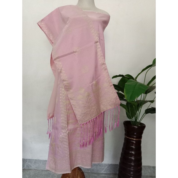 songket silungkang warna pink soft