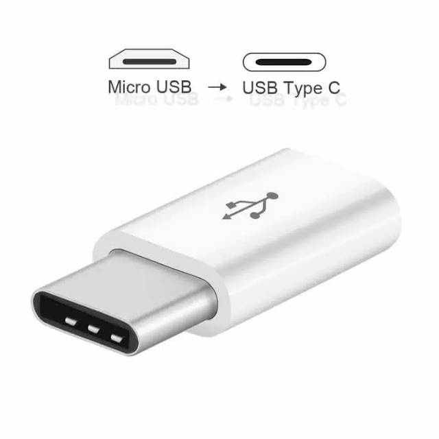 Kabel Data Micro USB Putih Panjang (0.8 Meter) || Converter Sambungan micro USB to Type C [MF]