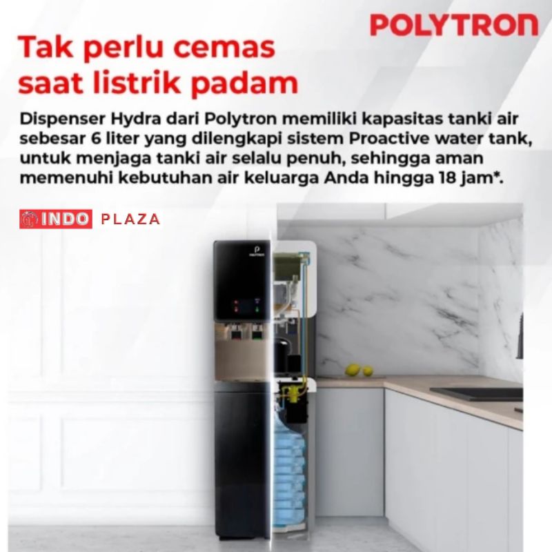 DISPENSER GALON BAWAH POLYTRON HYDRA LOW WATT dengan UV PWC-778XUV