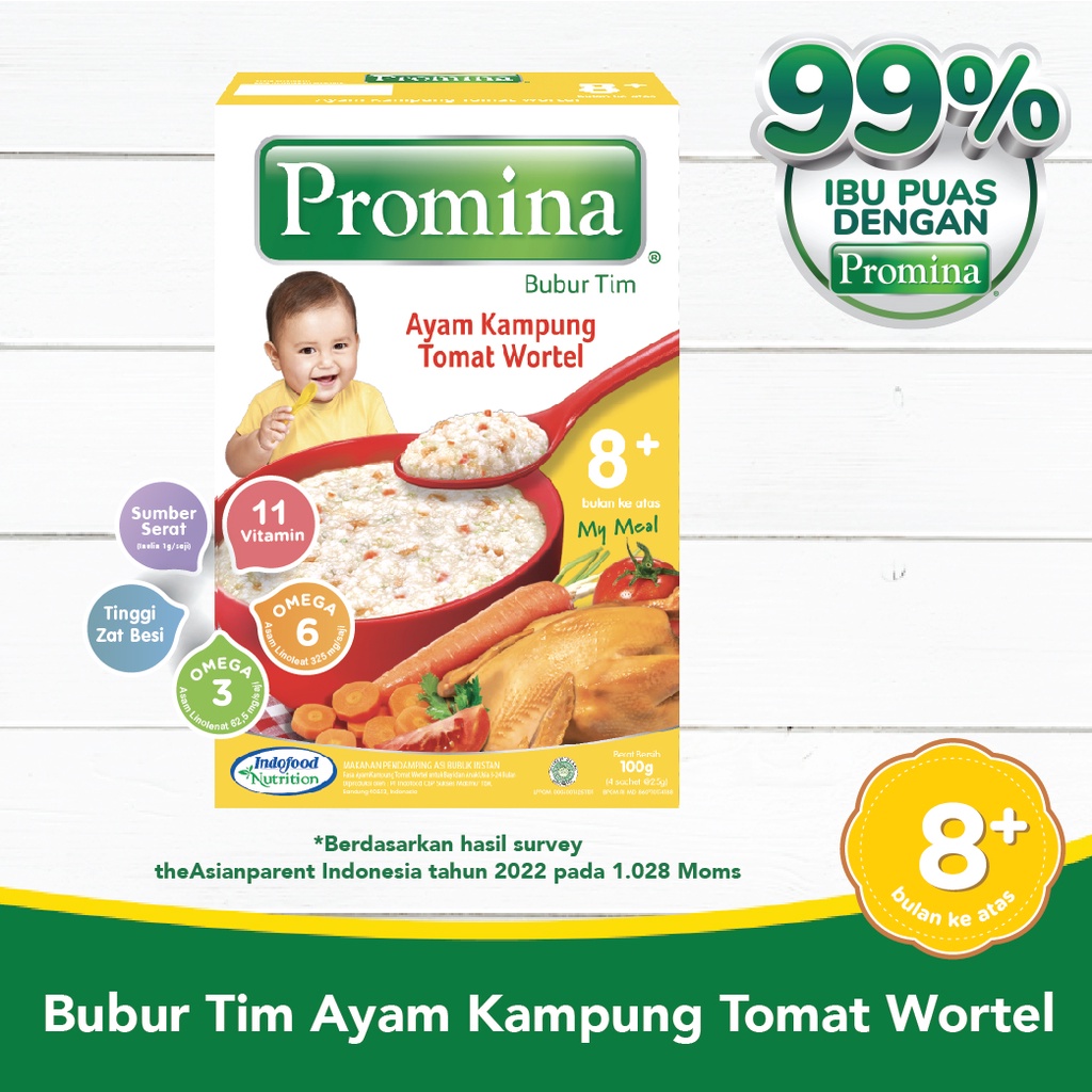 Promina Bubur Tim 8+ Ayam Kampung Tomat Wortel Box 100 g x 1Pcs