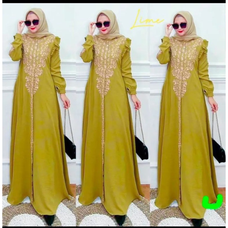 gamis crinkle bordir