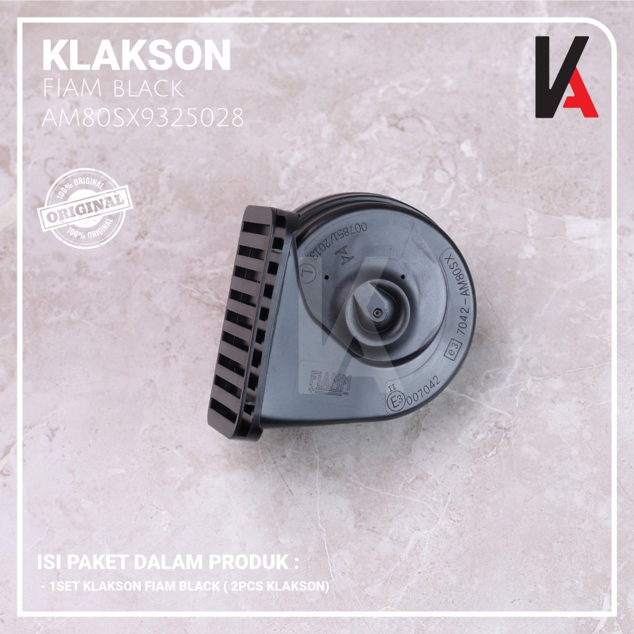 KLAKSON KEONG FIAMM ITALY ORIGINAL 12V - WATER PROOF HITAM - MOBIL &amp; MOTOR