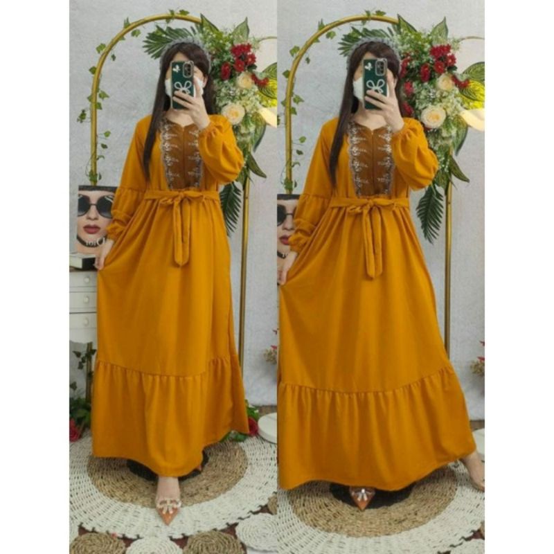 Gamis Voxy Renda Busui Gamis Polos Lengan Karet
