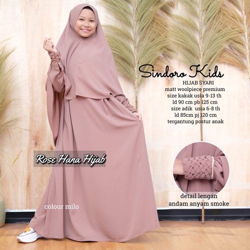 gamis anak perempuan terbaru sindoro kids hijab syari usia 9-13 tahun ori ld 90  dress gamis syari k