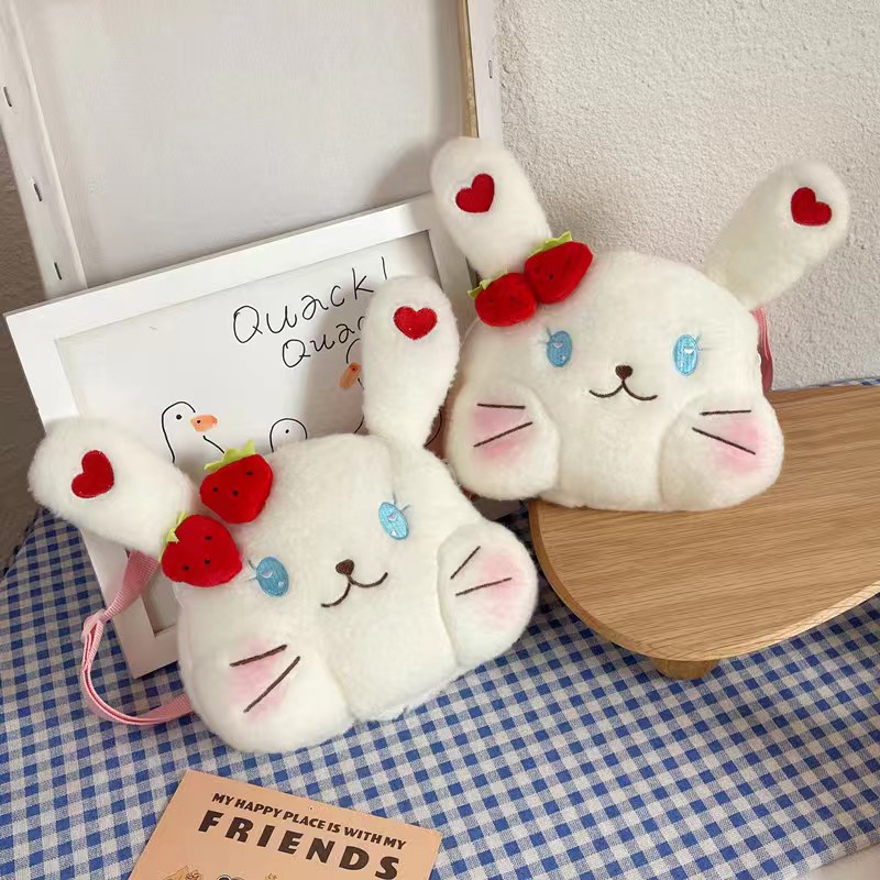 （COD)Tas selempang Madley Sling Bag Fashion Motif Kartun Karakter Hewan warna putih kelinci Anak &amp; Dewasa