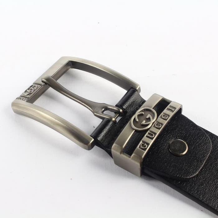 IKAT PINGGANG GC-5152A PRIA KULIT SAPI ASLI  BLACK  GESPER TALI SABUK SELAPIS - BLACK BROWN PROMO