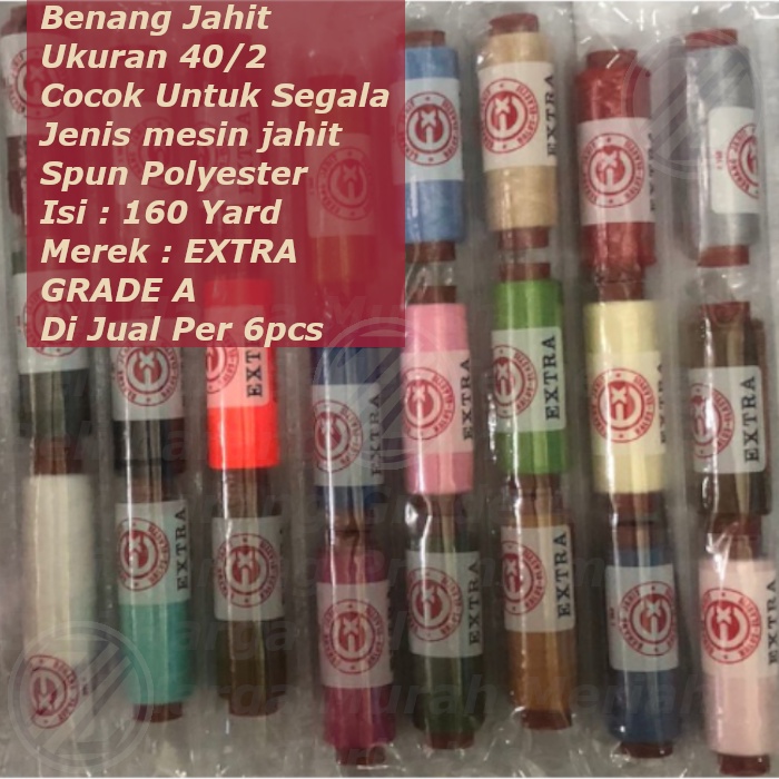 Benang Jahit Renteng Merek EXTRA 160yard/connes  ukuran 40/2 per 6pcs