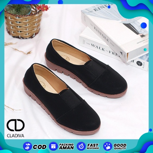 Sepatu Wanita Slip On Rezilia Spatu Slipon Cewe Cewek Perempuan Shoe Shoes Sol Tebal FSH304