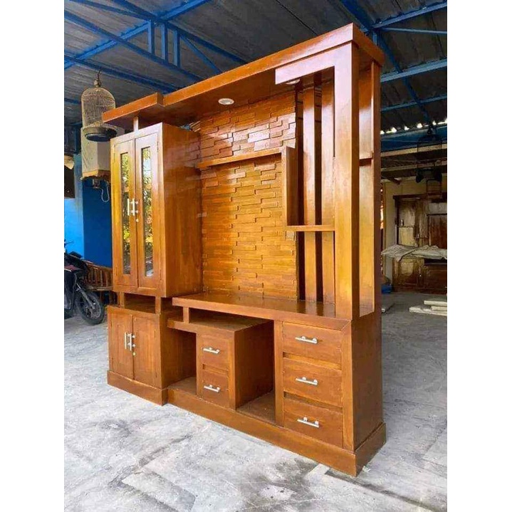 RFJ001 PARTISI PEMBATAS RUANGAN MINIMALIS BAHAN KAYU JATI JEPARA