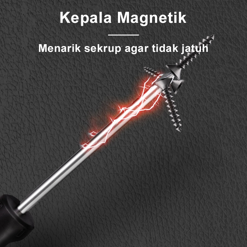 Deli Obeng Bolak Balik Panjang Obeng Kecil Obeng Magnet Besar Gagang Karet 2 in 1 Phillips Screwdriver Slotted Screwdriver