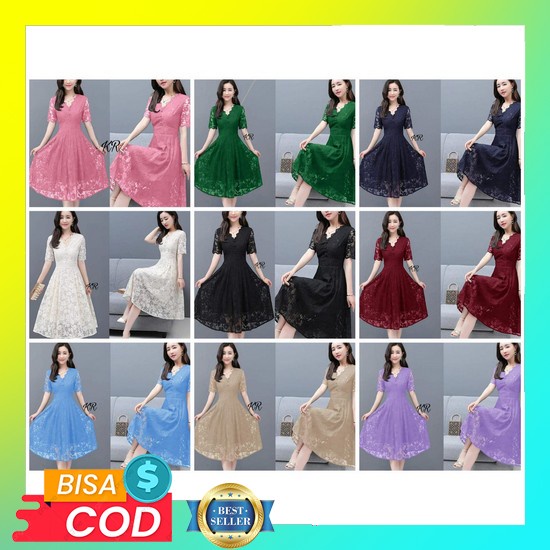 Dress Wanita Korea Baju 2022 Natal Dres Murah Natalan Simple Kekinian Casual Terbaru Import Dress Ma