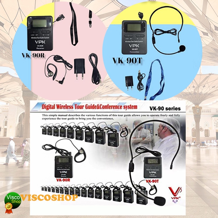 Microphone Tour guide system wireless umroh haji atau penterjemah VPK 90 series VK90T Tour leader & 