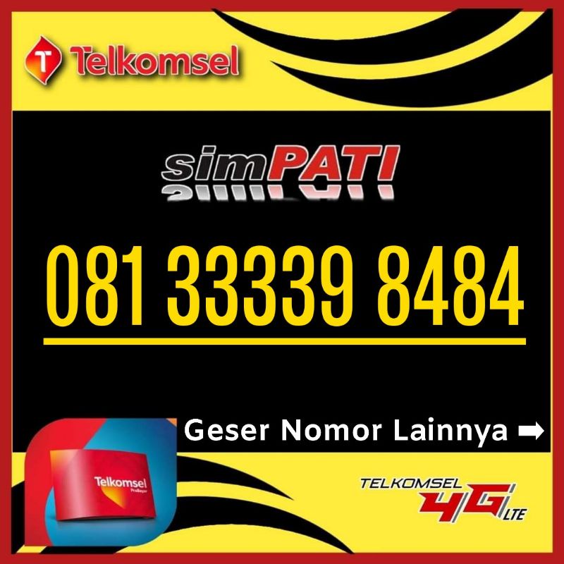 Nomor Cantik Simpati 4G Kwarted ABAB - Nomor Cantik Simpati 33339 ABAB - Kartu Perdana Telkomsel Sim