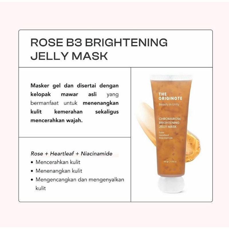 (READY) THE ORIGINOTE Rose B3 Brightening Jelly Mask - Cerabiome Clay Mask