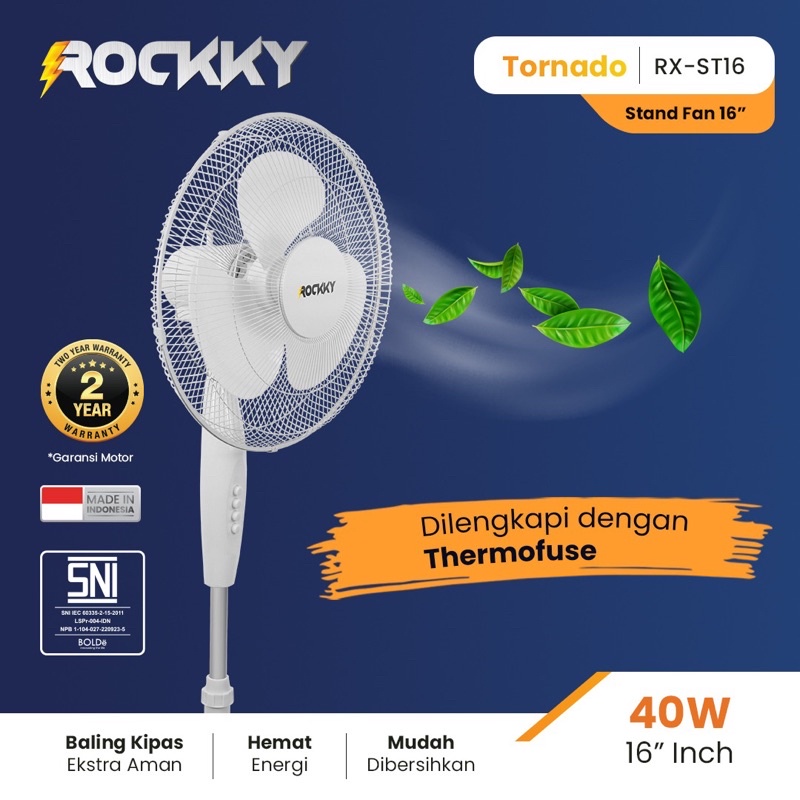 ROCKKY Kipas Angin Tornado 16 inch Garansi 2 Tahun