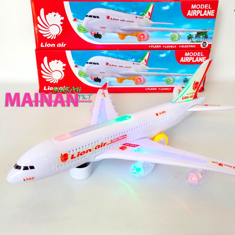 MAINANKEI MAINAN ANAK MURAH MAINAN PESAWAT LION AIR A380-200LI MAINAN ANAK PESAWAT TERBANG LION AIR FLASH ELECTRIC