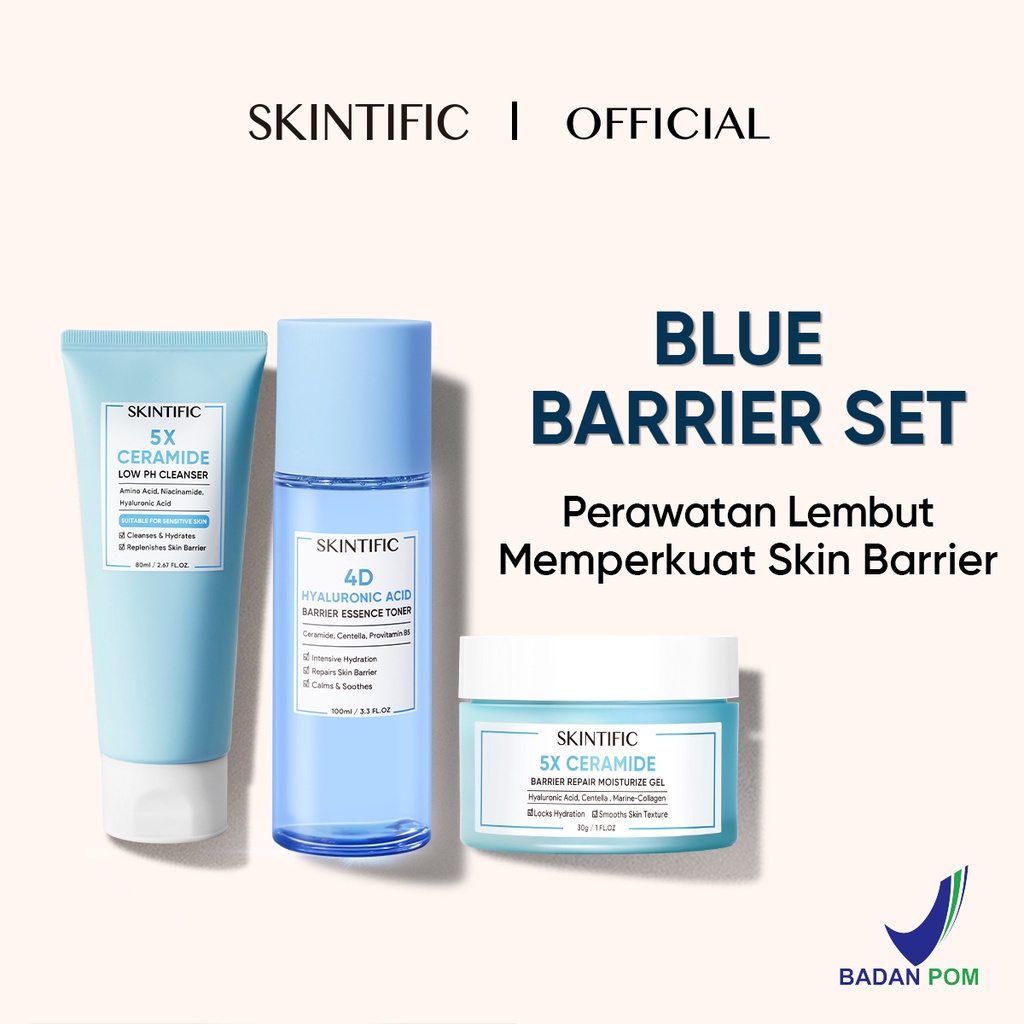 SKINTIFIC 4D Hyaluronic Acid Barrier Essence Toner /5X Ceramide Cleanser Sabun Cuci Muka / Moisture Gel Pelembab Wajah【BPOM】