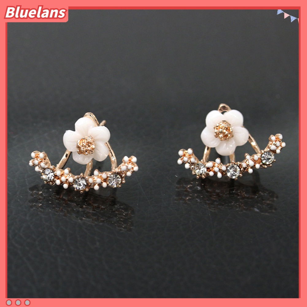 Anting Stud Desain Daisy Aksen Berlian Imitasi Untuk Wanita