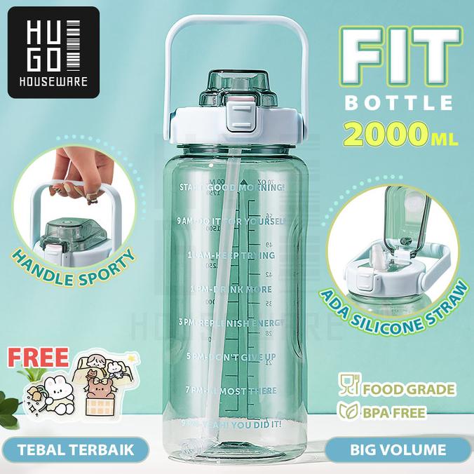 

HUGO Botol Minum Motivasi 2 Liter Bening Gratis Stiker