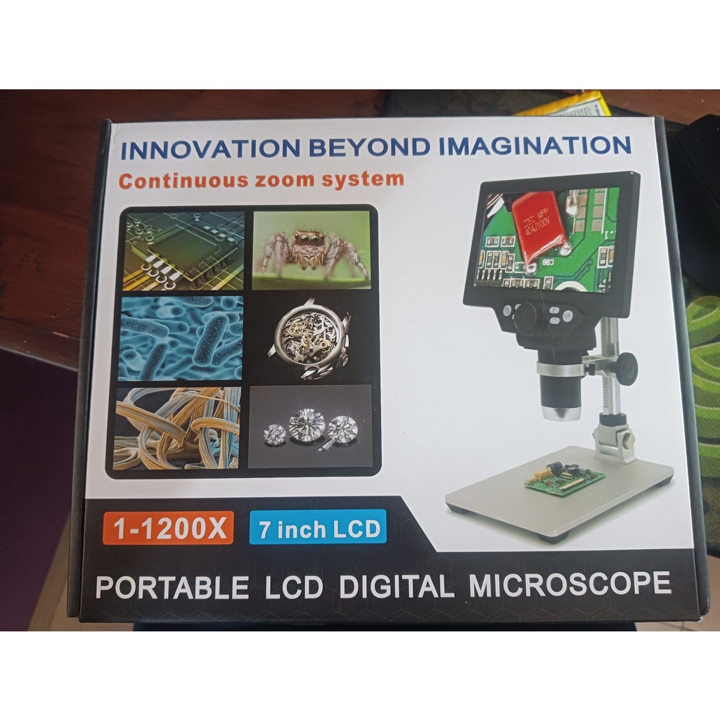 Digital Microscope 12MP 7 Inch 1-1200X Mikroskop LCD Display 7IN G1200