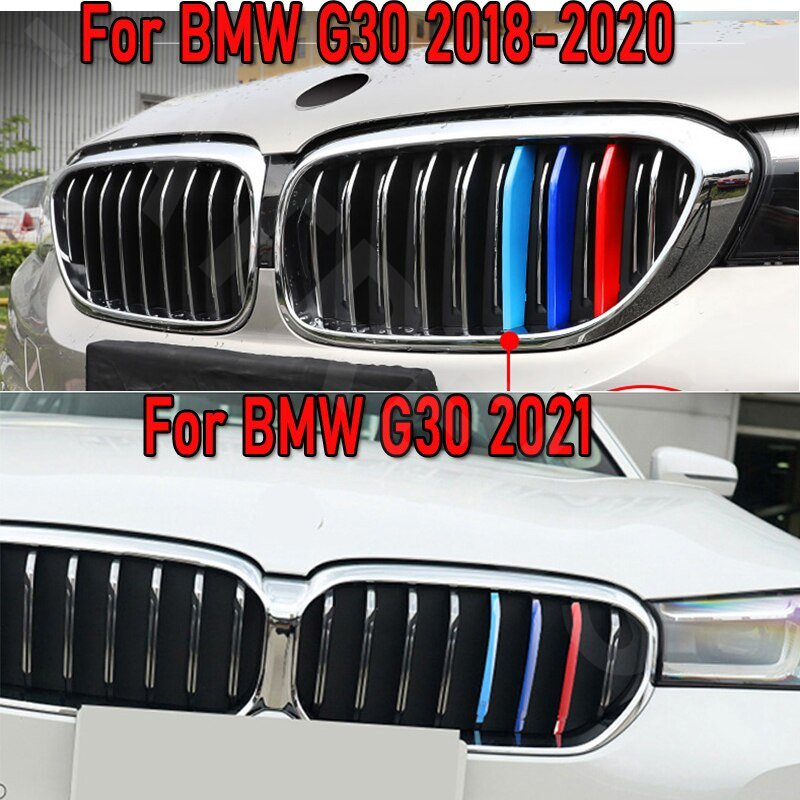 3 Pcs Strip Trim Grill Mobil Balap BMW G30 F10 E60 E39 F07 F11 G31 5 Series M Power Bahan ABS