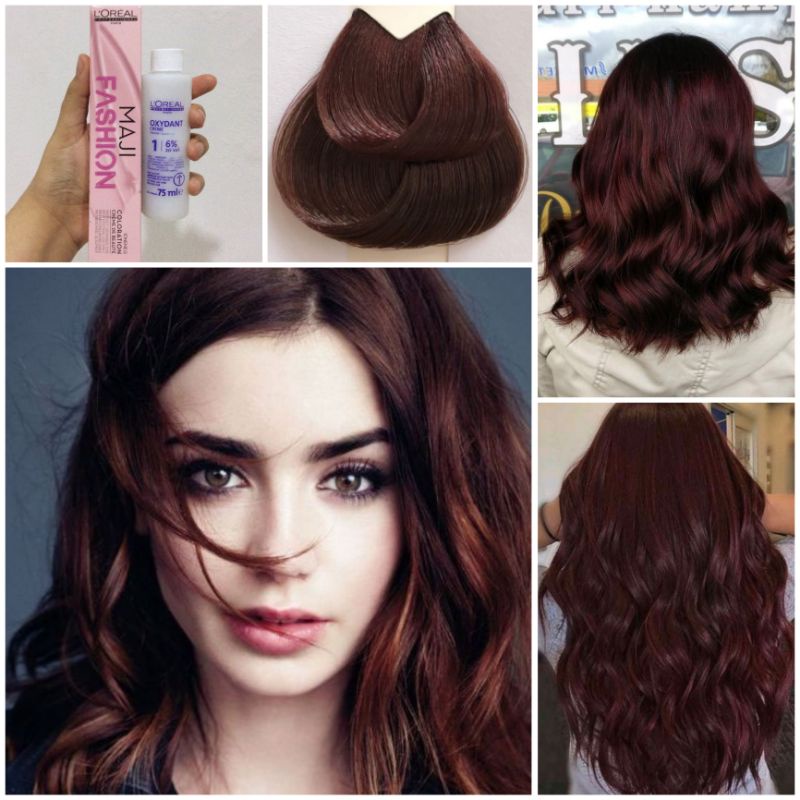 L'oreal Maji Fashion 5.5 Ma Hot Gany Dark Mahogany Red Brown Hair Dye Cat Rambut Coklat Merah Tua Ge