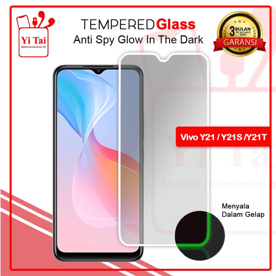 YI-TAI TEMPERED GLASS PREMIUM SPY GLOW IN THE DARK VIVO Y20 Y20I Y20S Y12S VIVO Y21 Y21S Y21T VIVO Y50I Y50 Y30 VIVO Y51 2020 Y51A WHITE_CELL