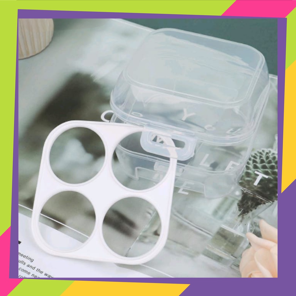 1818 / Kotak penyimpanan spons blender foundation 4 grid warna transparan